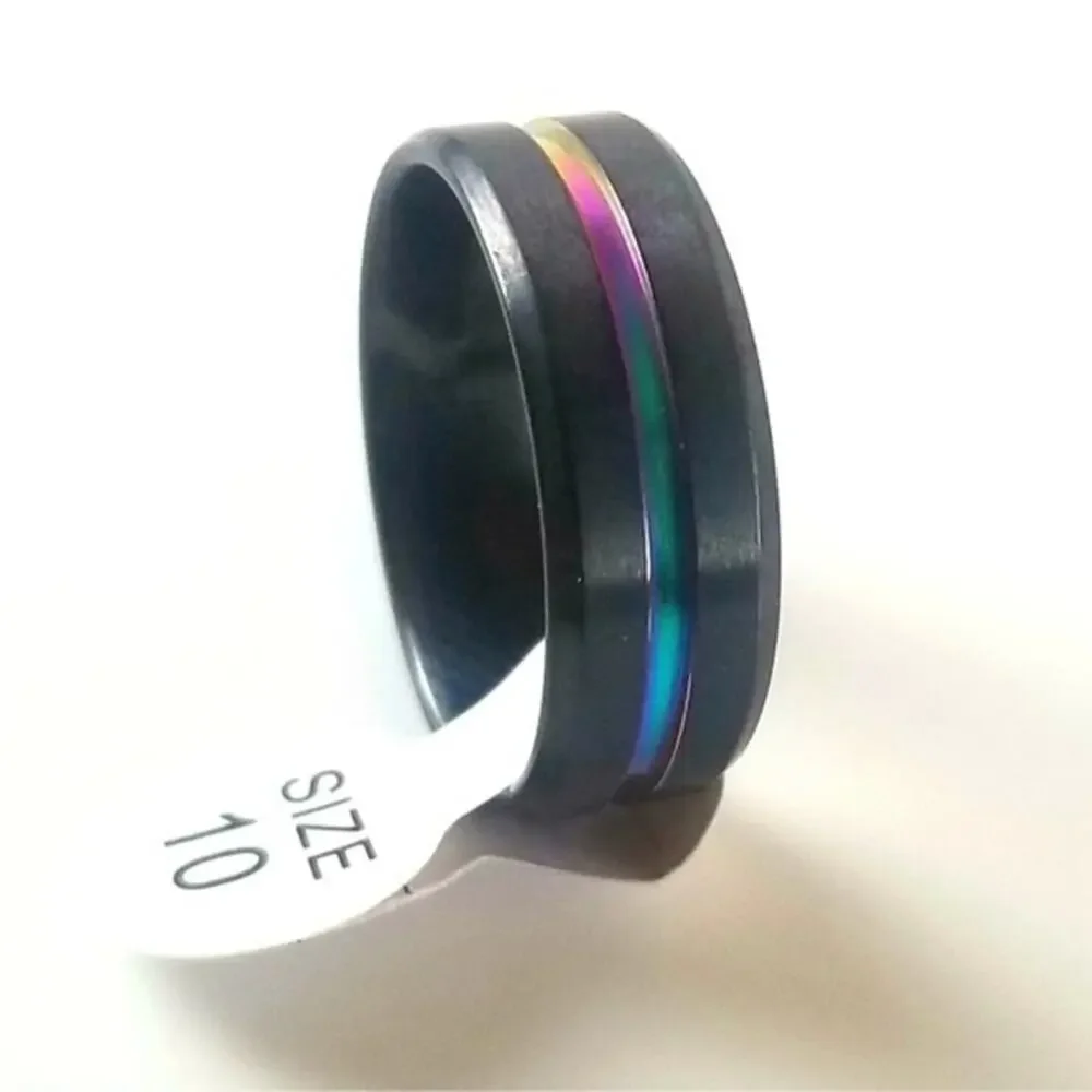 New stainless steel black ring size 10‎